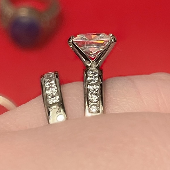 Tiffany Set Solitaire Princess Cut, Marquis, Round Engagement Sim. Diamond Ring - Picture 3 of 10